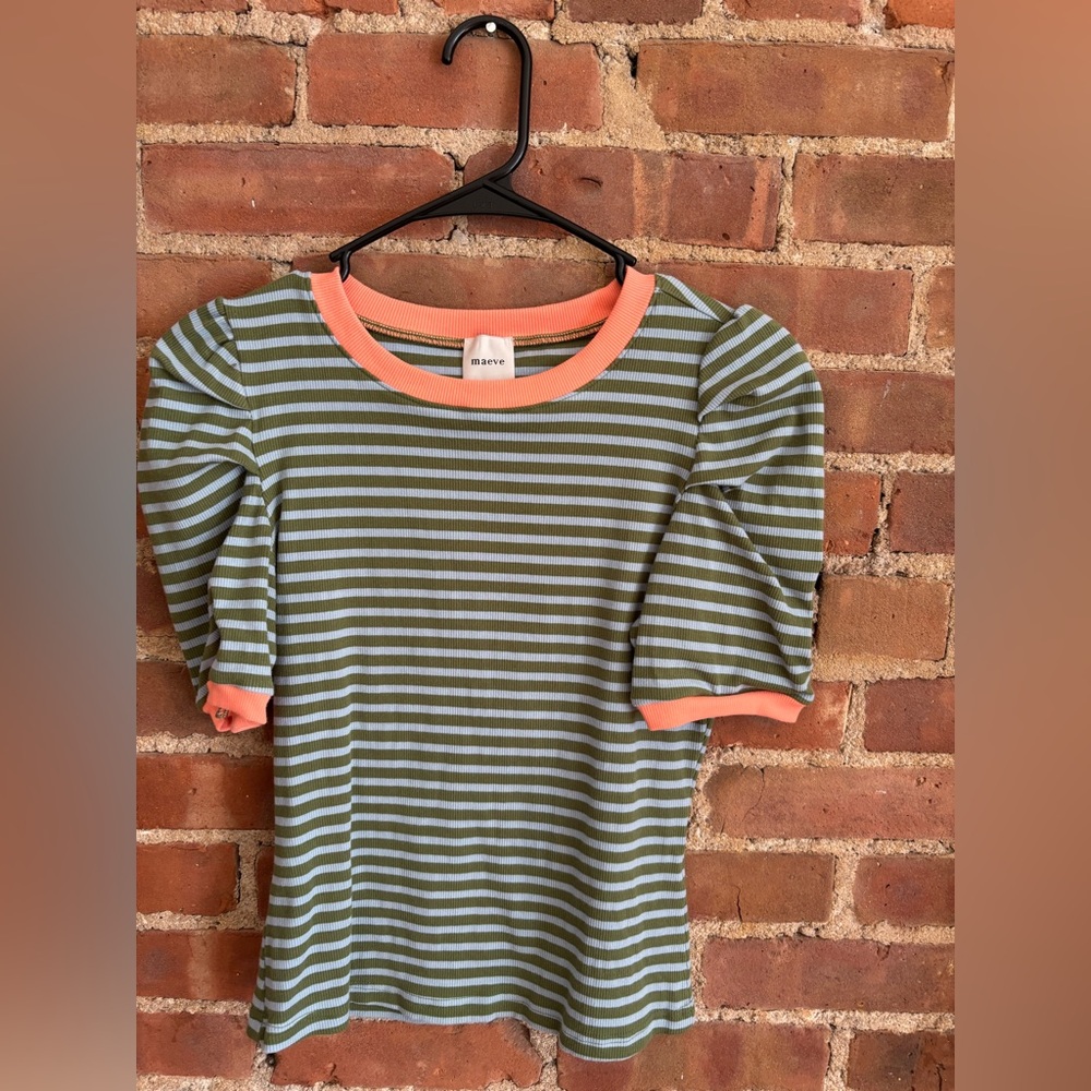 Anthropologie Maeve Blue and Green Shirt | Size S
